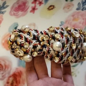 Lele Sadoughi Pearl & Crystal Sweater Knotted Headband